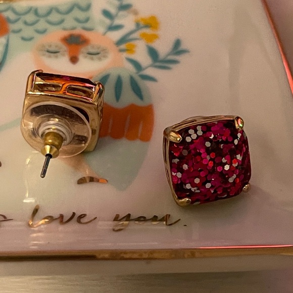 Kate Spade square glitter stud earrings. - Picture 2 of 4